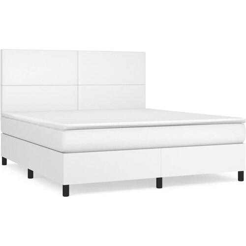 VidaXL Box spring postelja z vzmetnico bela 180x200 cm umetno usnje, (20790473) Slike