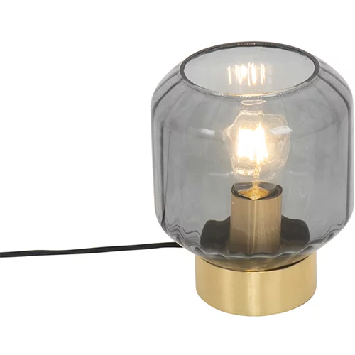 QAZQA Dizajn namizne svetilke medenina z dimnim steklom - Stiklo