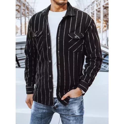 DStreet Black men's striped flannel shirt DX2241