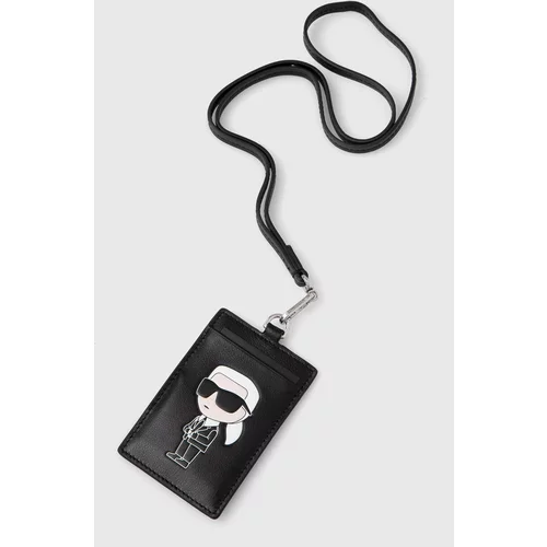 Karl Lagerfeld Usnjen etui za kartice črna barva, 241W3205