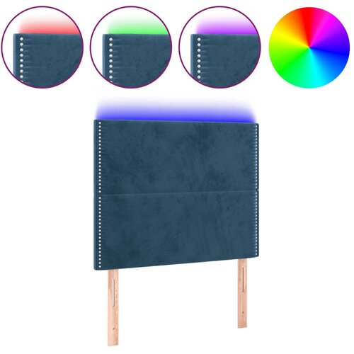 Maison Chic LED Posteljno vzglavje - Vzglavna omarica - Nočna omarica temno modro 90x5x118/128 cm žamet, (21710019) Slike