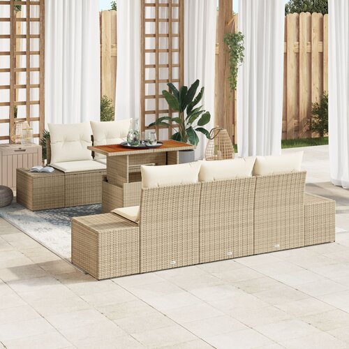 VidaXL set vrtnih sofa s jastučićima bež poli ratan Slike