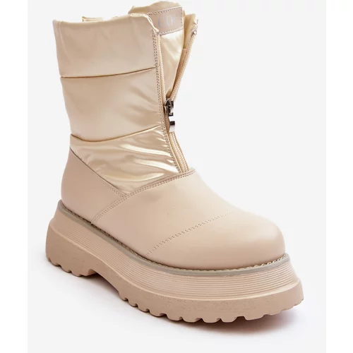 Kesi Women's snow boots with a thick sole with a zipper GOE beige