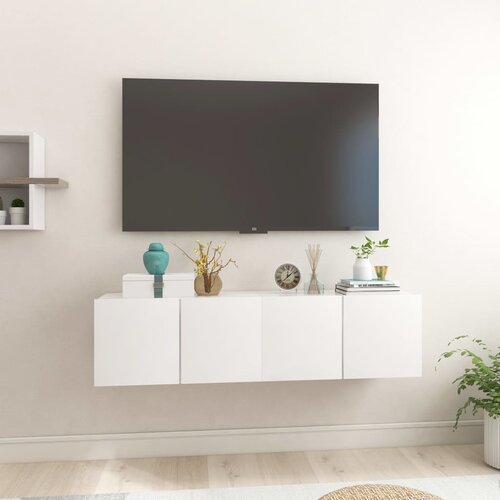 The Living Store Viseča TV omarica 2 kosa visok sijaj bela 60x30x30 cm - TV Omarica, (21374952) Slike