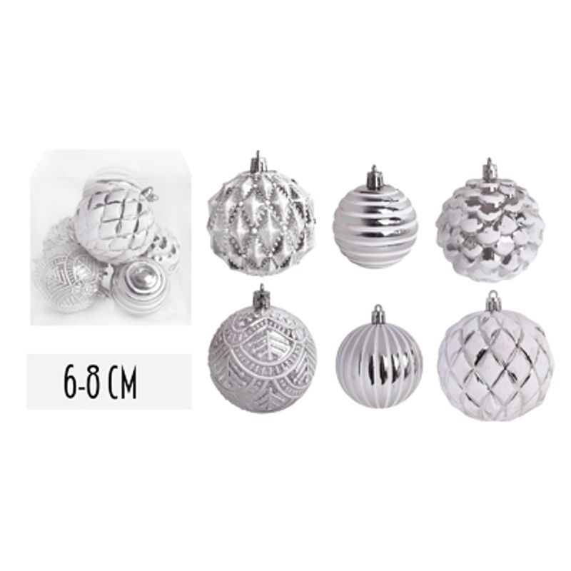 Lilium Kugle set/6 6-8 cm belo/ srebrne 50382 Cene