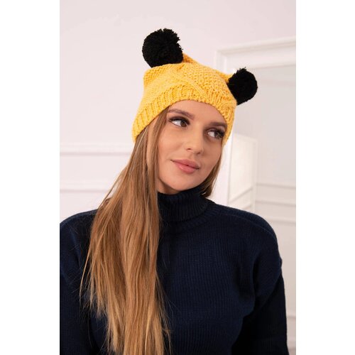 Kesi Cap with fleece 2 pompoms K291 yellow Cijene