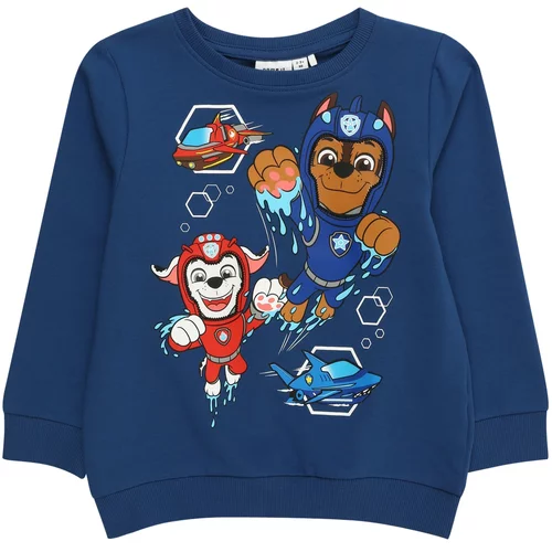 name it Sweater majica 'FINGH PAWPATROL' mornarsko plava / smeđa / crvena