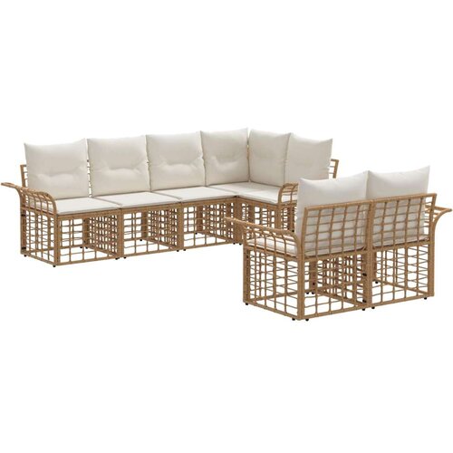  Set vanjskih sofa 7 pcs Prirodna i krema bijela Poliester Cijene