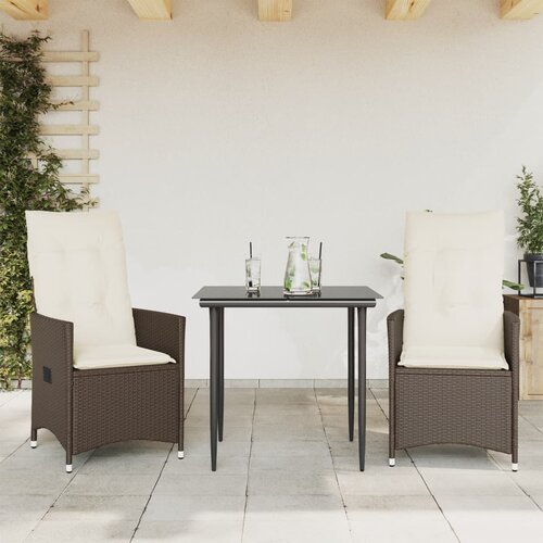 Maison Chic Nastavljivi vrtni stoli - Stol za vrt 2 kosa z blazinami rjav poli ratan JS86, (21877443) Cene