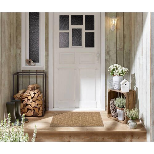 Wash+dry PREDPRAŽNIK Dune Leaves Taupe 60/90 cm reliefno umazano rjava Slike