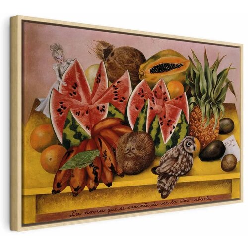  Slika - Frida Kahlo – A Bride Frightened at the Sight of Life Opened 90x60 U prirodnom drvenom okviru Cene