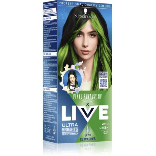 Schwarzkopf LIVE Ultra Brights or Pastel semi permanentna barva za lase odtenek 024 Vivid Green 1 kos Cene