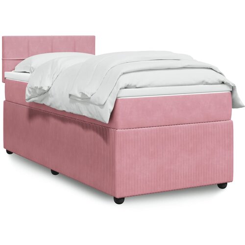 vidaXL Box spring postelja z vzmetnico roza 90x200 cm žamet Cene