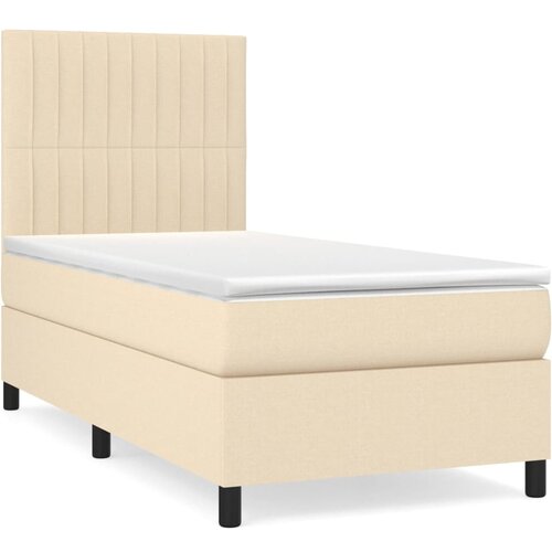 VidaXL Box spring postelja z vzmetnico krem 100x200 cm blago, (20893403) Slike