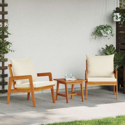  3-dijelni Bistro Set s Jastucima od Masivnog Drva Akacije Cene