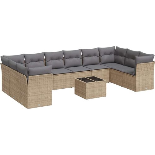 vidaXL 11-dijelni set vrtnih sofa od poliratana s jastucima bež Cene