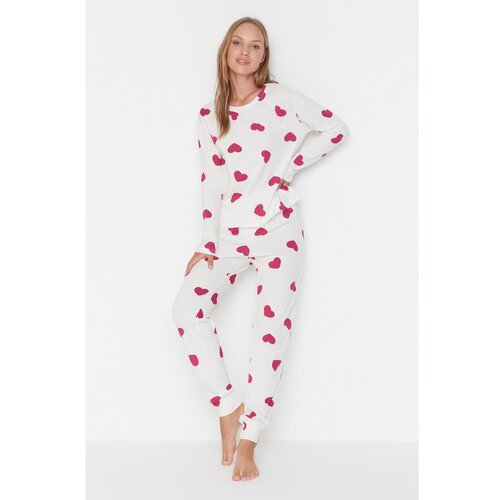 Trendyol Fuchsia Heart Knitted Pajamas Set Cene