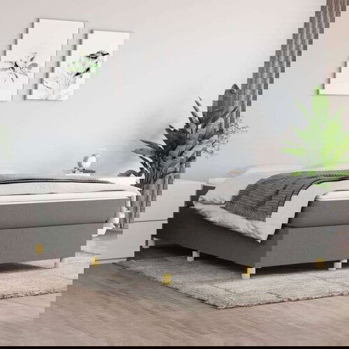 Box spring postelja z vzmetnico temno siva 140x200 cm blago, (20725399) Slike