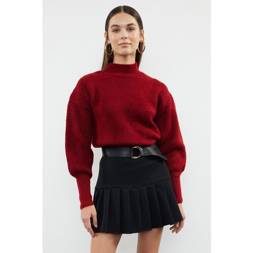 Trendyol Burgundy Soft Textured Basic Knitwear Sweater Slike