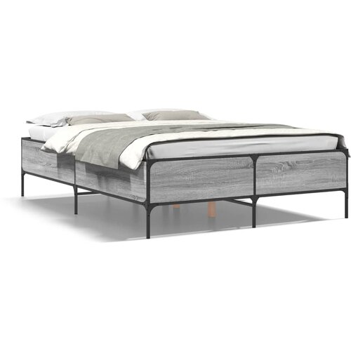 Maison Chic Posteljni okvir - Dvoposteljna postelja - Zakonska postelja siva sonoma 140x190 cm inž. les in kovina-J15201, (21764444) Slike