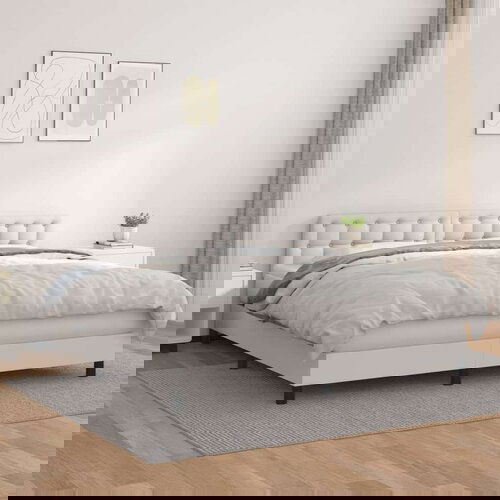  Box spring postelja z vzmetnico bela 180x200 cm umetno usnje, (20790470) Slike