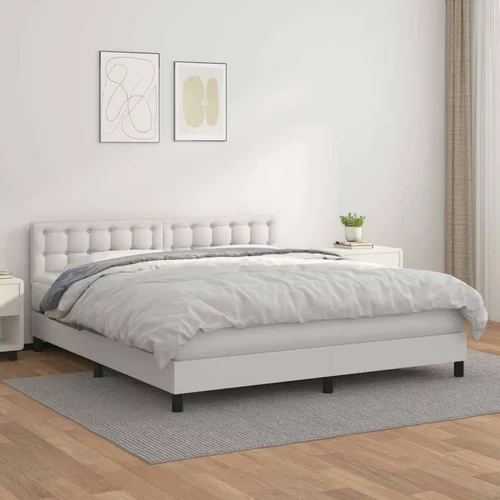  Box spring postelja z vzmetnico bela 180x200 cm umetno usnje, (20790470)