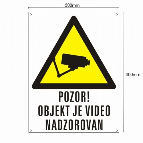 Brez znamke PVC tabla POZOR! OBJEKT JE VIDEO NADZOROVAN 300x400mm bela Slike