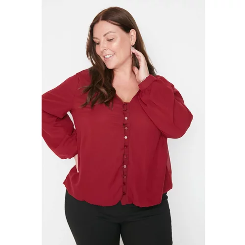 Trendyol Curve Claret Red Chiffon Woven Blouse