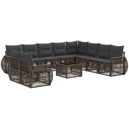 vidaXL Vrtna sedežna garnitura 11 pcs Siva in temno siva poli ratan, (5000269839) Cene