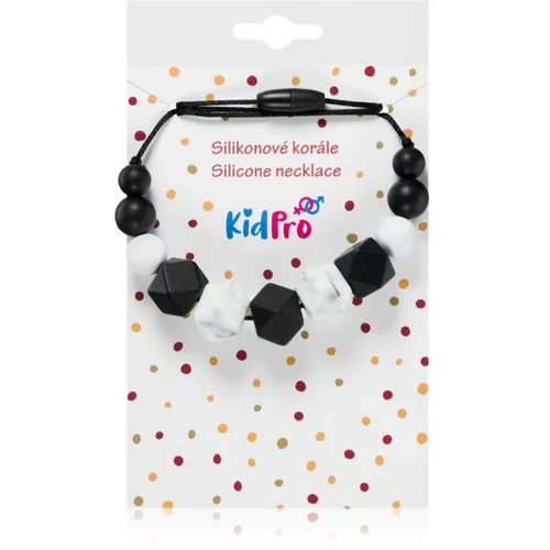KidPro Silicone Necklace kuglice za grickanje Black & White 1 kom