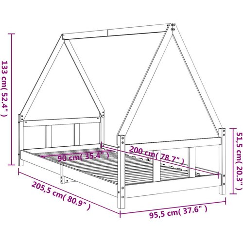  Za dječji krevet crni 90 x 200 cm od masivne borovine Slike