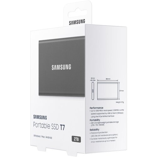 Samsung Portable SSD T7 2TB grey MU-PC2T0T/WW Slike