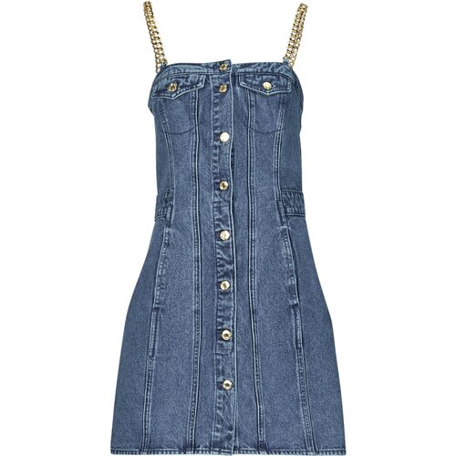 Michael Kors Kratke obleke CHAIN STRAP DENIM DRESS Modra Slike