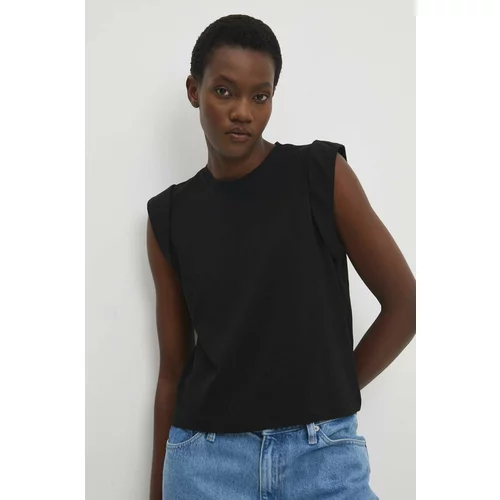 Answear Lab Bombažna kratka majica ženski, črna barva