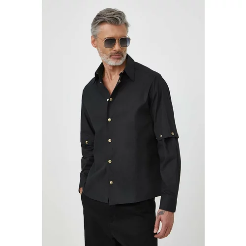 Versace Jeans Couture Pamučna košulja za muškarce, boja: crna, relaxed, s klasičnim ovratnikom