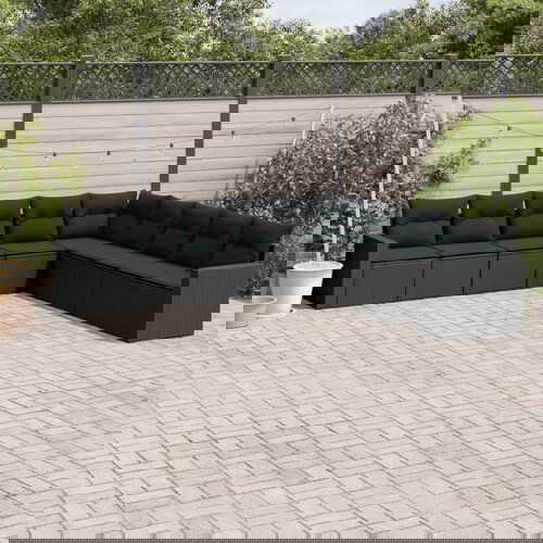 VidaXL 9-dijelni set vrtnih sofa s jastucima crni od poliratana Slike