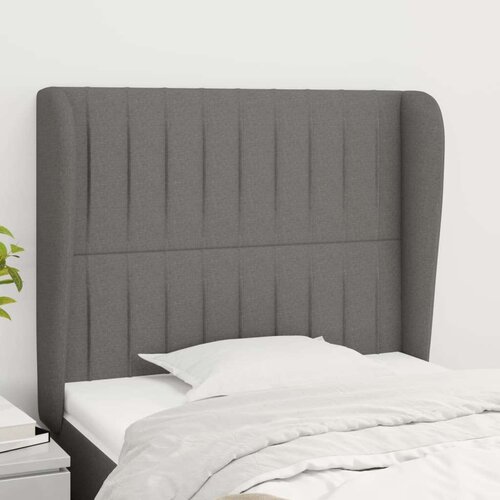  Vzglavje z u&amp;scaron;esi temno sivo 103x23x118/128 cm blago, (20736298) Slike