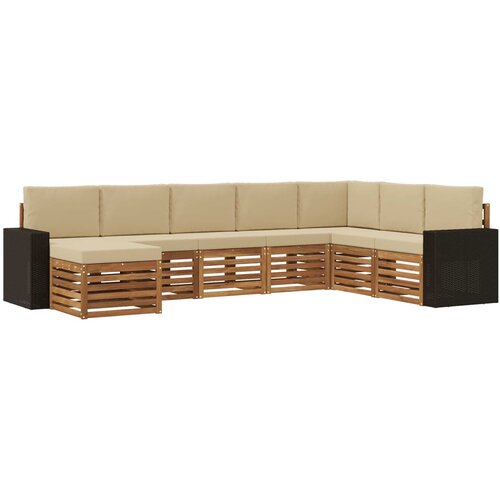 vidaXL Zunanja garnitura za sedenje z blazino 8 pcs Naravna in bež, (5000280110) Cene