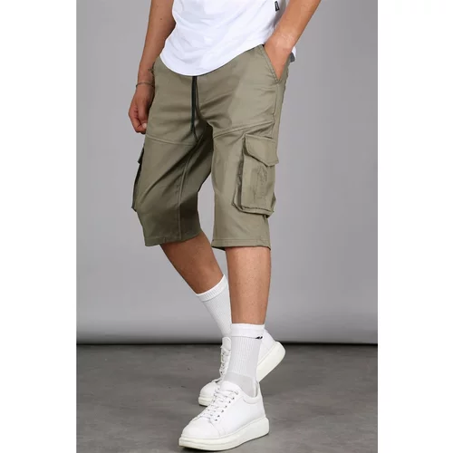 Madmext Khaki Basic Cargo Pocket Men's Capri Shorts 5473