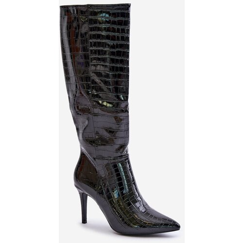 Kesi Stiletto heel Cossacks with black embossing Reanwenna Cijene