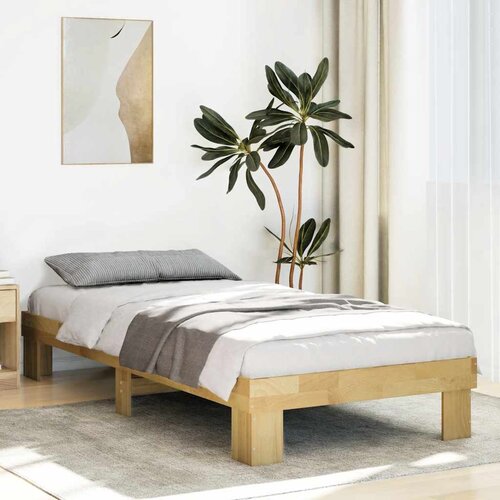 VidaXL posteljni okvir brez vzmetnice 90x190 cm masivni les hrast Slike