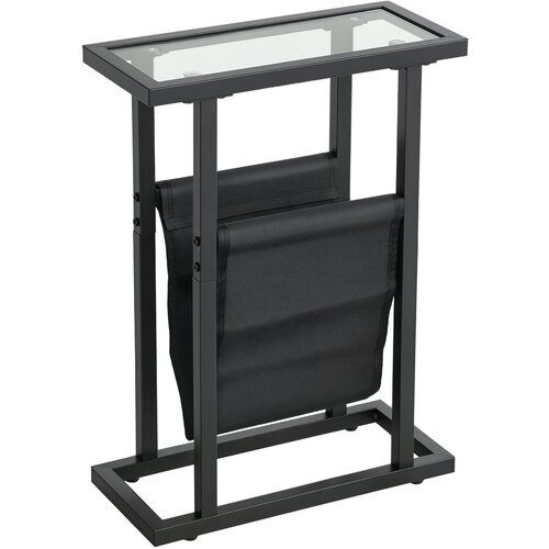 HOMCOM kavčna miza kovina, trdo steklo 40D x 18&Scaron; x 55,5V cm Črn, (5000242424) Cene