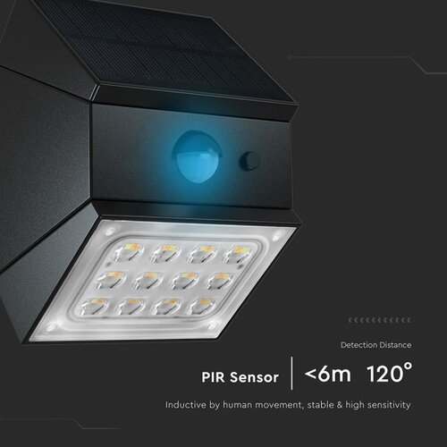  LED zidna solarna lampa sa senzorom LED/2,5W/3,7V IP65 1200 mAh crna Slike