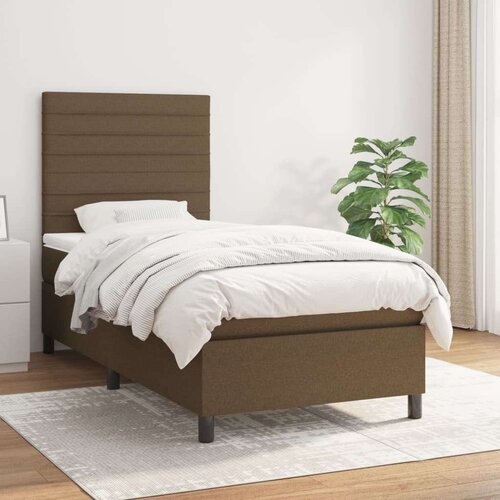  Box spring postelja z vzmetnico temno rjava 100x200 cm blago, (20899189) Cene