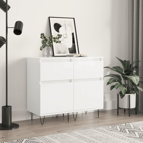 vidaXL Komoda 2 kosa visok sijaj bela 40x35x70 cm inženirski les Cene