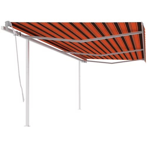 Tenda Ročno zložljiva tenda s stebrički 6x3 m oranžna in rjava