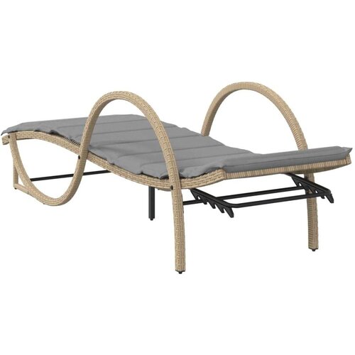 VidaXL Ležaljka za sunčanje s jastukom bež 60x199x42 cm poliratan Slike