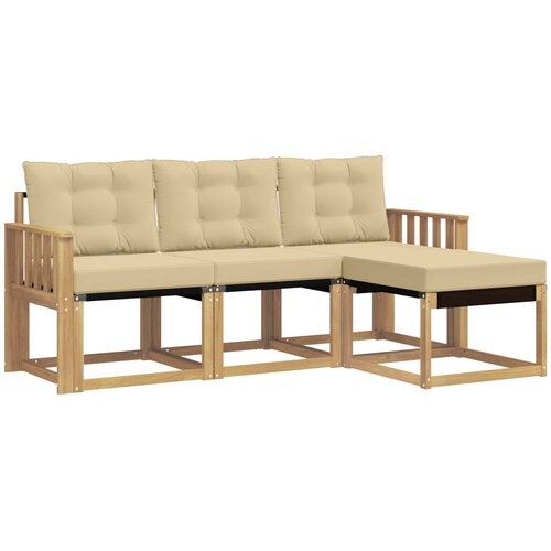vidaXL Zunanja garnitura za sedenje z blazino 4 pcs Bela in bež, (5000281308) Cene