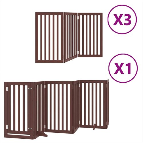  Vrata za pse s vrata&amp;scaron;cima 15 panela sklopiva 750 cm drvo topole Smeđa 50 x 90 x 2 cm Slike