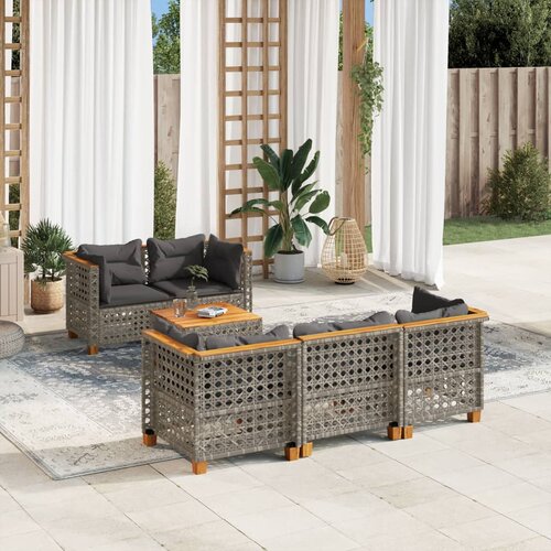 VidaXL 6-dijelni set vrtnih sofa od poliratana s jastucima sivi Slike